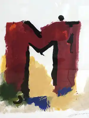 Eugene Brands - ''M'' met houten lijst verkocht voor € 125!