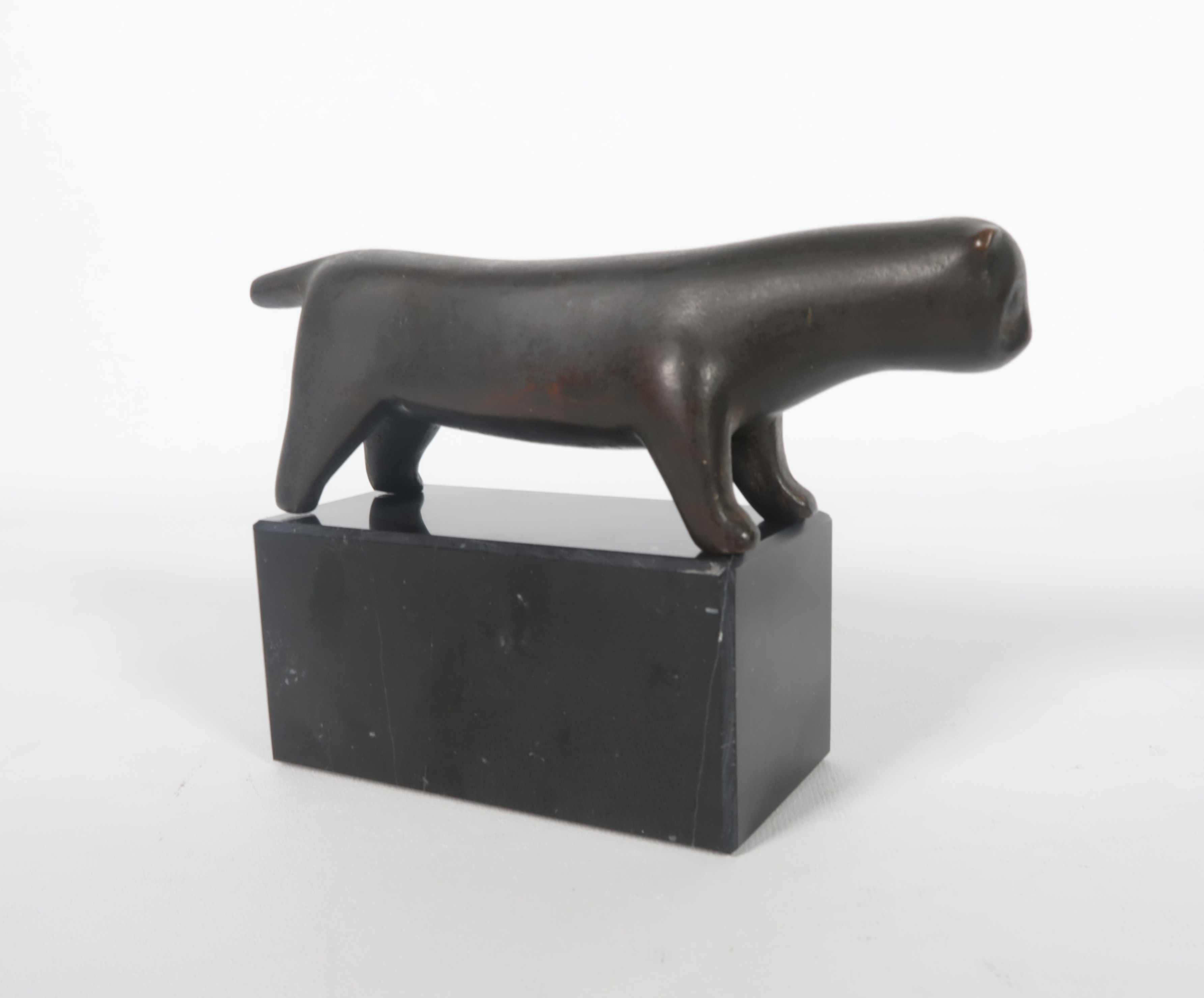 Adam Henein - Bronzen beeld, Kat incl. sokkel kopen? Bied vanaf 1500!