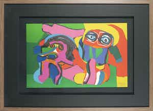 Karel Appel - Gesigneerde litho uit de uitgave Ariel 19 / Superpositions - Ingelijst verkocht voor € 1!