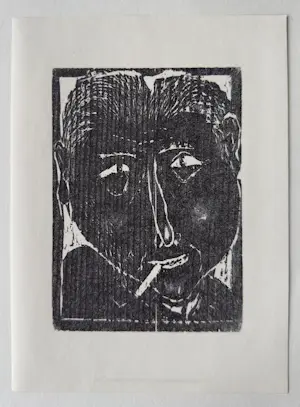 Kurt Muhlenhaupt - Raucher. Original-Holzschnitt von 1970 kopen? Bied vanaf 80!