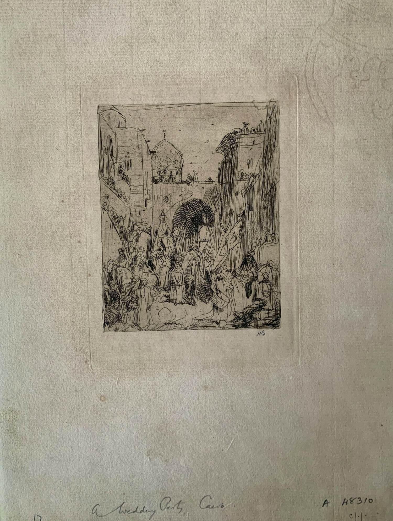 Marius Bauer - 'Een bruiloft in Caïro' - ets - 1894 kopen? Bied vanaf 80!