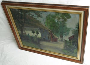 Johan Gerhard Siemer - Olieverf op paneel, “Boerderij” – gesigneerd en ingelijst – ca 1950 kopen? Bied vanaf 50!