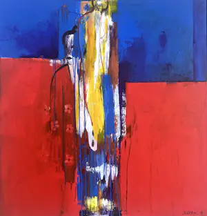 Henk Severens - Femme Jaune - Acryl op doek - 125x120 cm kopen? Bied vanaf 490!