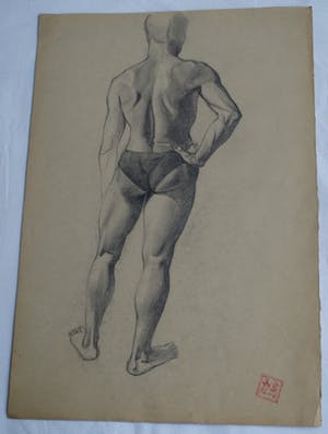 Nico Schrier - 2 Tekeningen, “Naakte man” – ca. 1950 kopen? Bied vanaf 1!