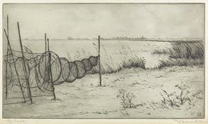 Johan Hemkes - Ets, Bij Balk- Ingelijst kopen? Bied vanaf 40!