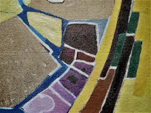 Niet of onleesbaar gesigneerd - Groot expressionistisch jaren 60 olieverf"'t Waar oost Groningen" gesigneerd kopen? Bied vanaf 1!