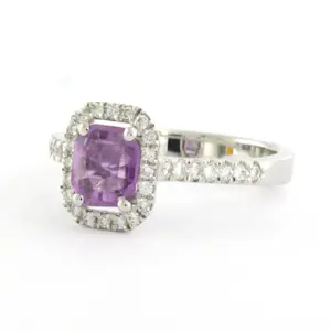 18k gouden ring met roze saffier tot. 1.05ct en briljant geslepen diamant kopen? Bied vanaf 1000!