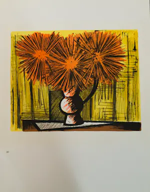 Bernard Buffet - Dahlias sur fond jaune, 1965. Lithografie. kopen? Bied vanaf 29!