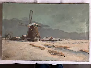 Jacob Boudewijn Volkers - Molen in de sneeuw bij Hoogmade kopen? Bied vanaf 50!