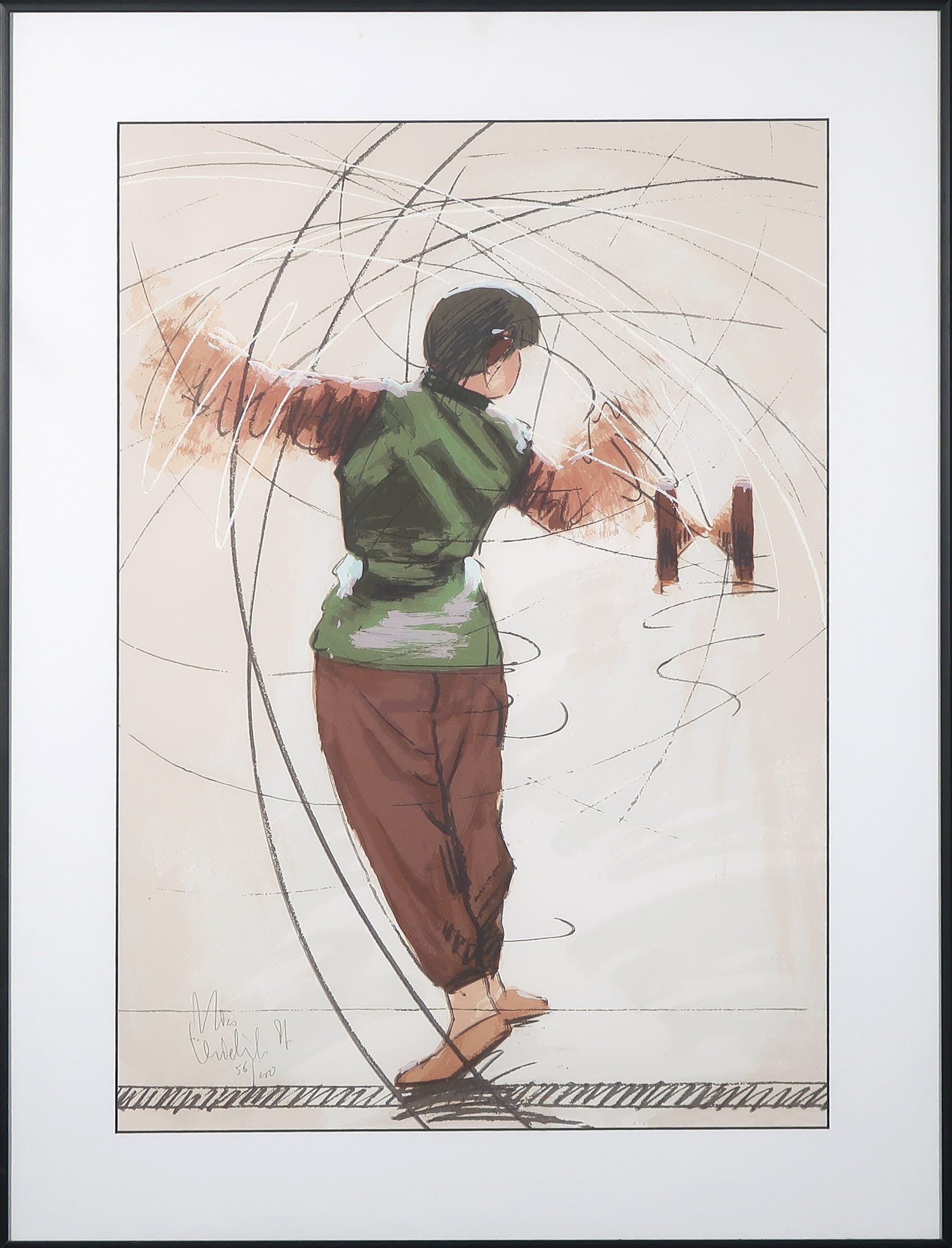 Nico Vrielink - Zeefdruk, Zonder titel - Ingelijst verkocht voor € 50!