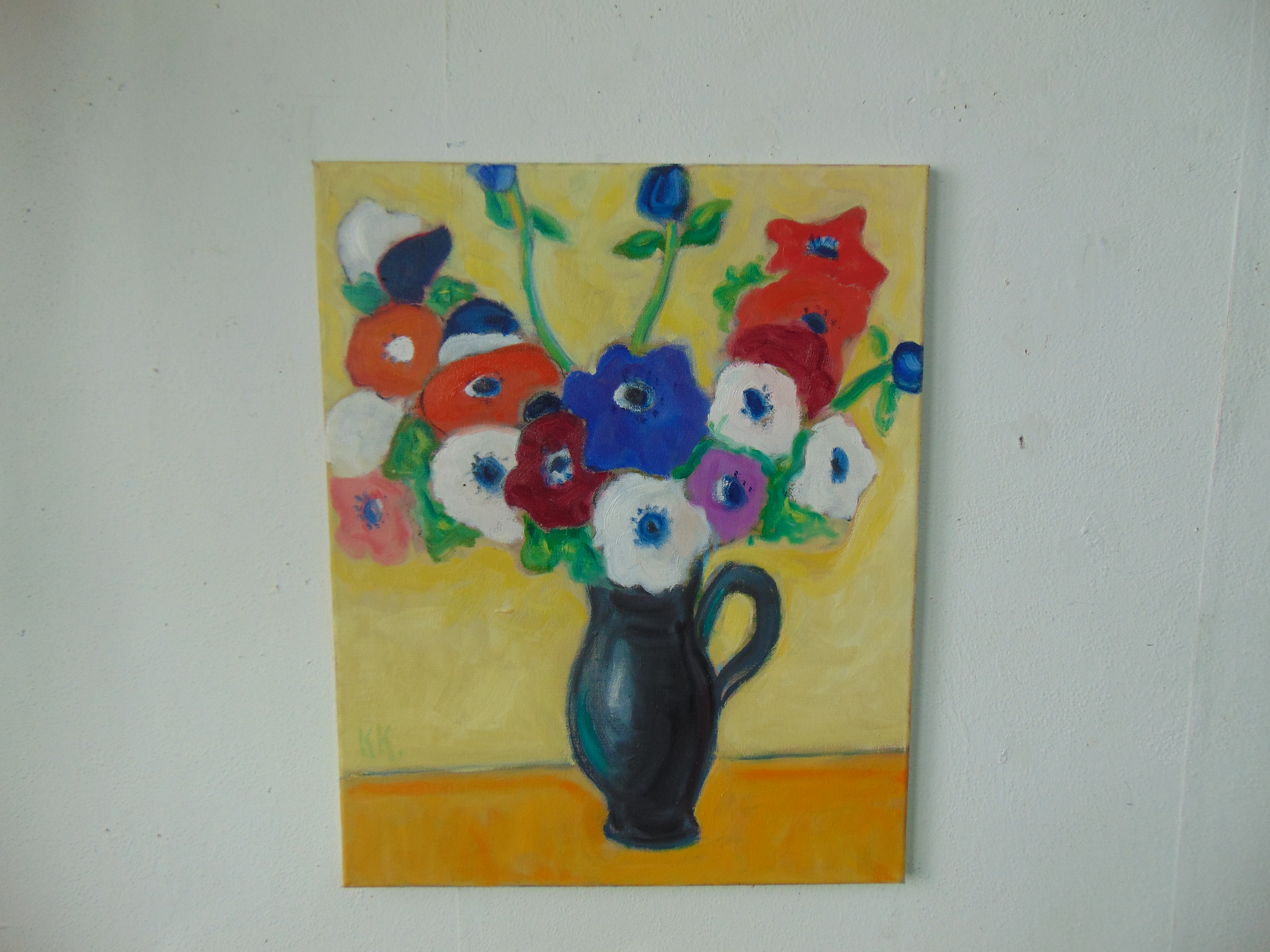 Keimpe Kootstra - Anemonen in zwarte vaas.!!! kopen? Bied vanaf 275!