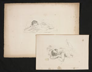 Rene Buthaud - Lot van twee etsen, Liggende figuren kopen? Bied vanaf 1!