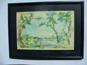 Jelle Hoogstra - Aquarel, Zeer fraai landschap van de Veluwe, Mei 1962 verkauft für € 35!