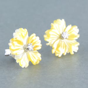 18k witgouden oorknoppen met agaath en diamant 0.08 ct - F/G - VS/SI kopen? Bied vanaf 170!