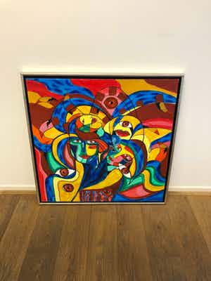 Maartje Wijngaarden - Schilderij met gezichten verkocht voor € 130!