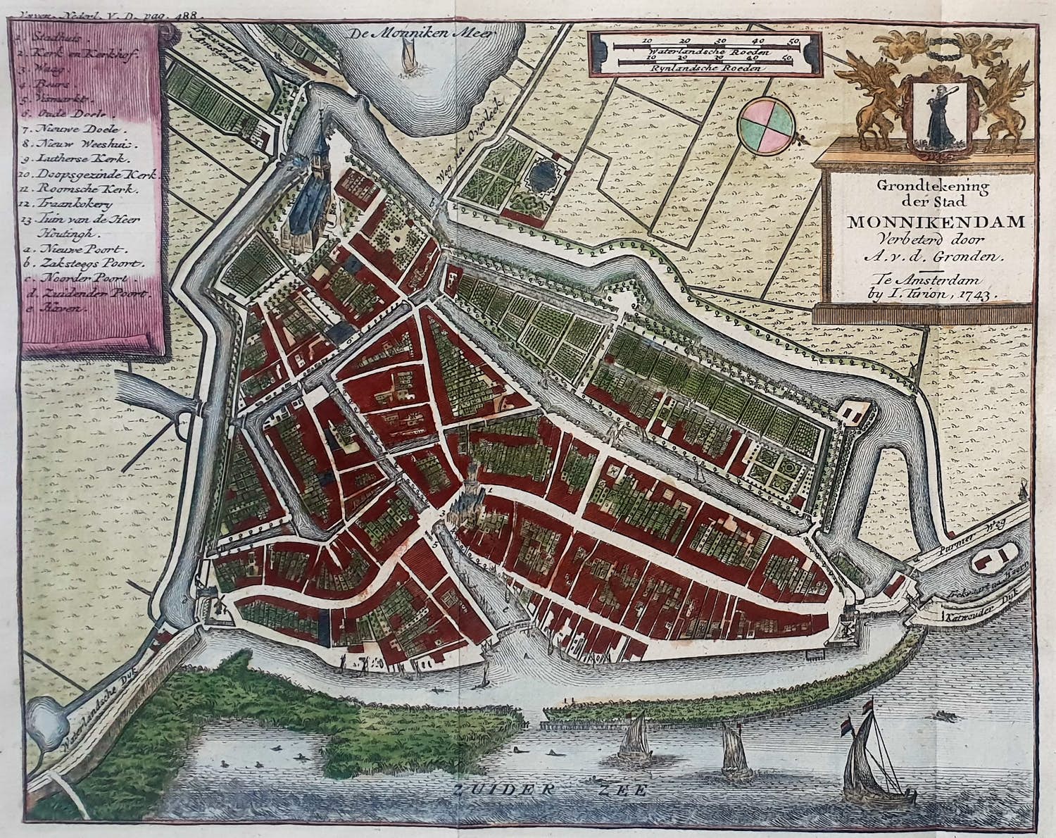 Isaac Tirion - Grondtekening der Stad Monnikendam Oude Gravure Tirion 1743 kopen? Bied vanaf 45!