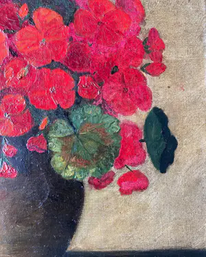 Marie Becht - Bloemstilleven geraniums in vaas kopen? Bied vanaf 225!