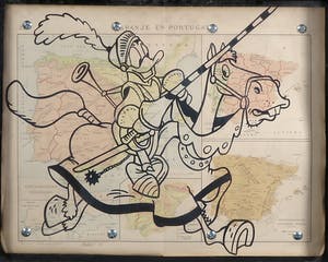 Jan Bollaert - Gemengde techniek op landkaart, Wereldcultuur 5 - Ingelijst kopen? Bied vanaf 40!