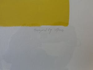 Bram Bogart - GEEL-ZWART-BLAUW / KLEURLITHO / 57x76cm / KADER / SIG/ 1967 kopen? Bied vanaf 215!