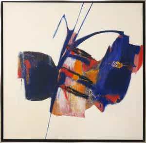 Arty Grimm - Gemengde techniek op doek, Abstracte compositie - Ingelijst (Zeer groot) verkocht voor € 600!