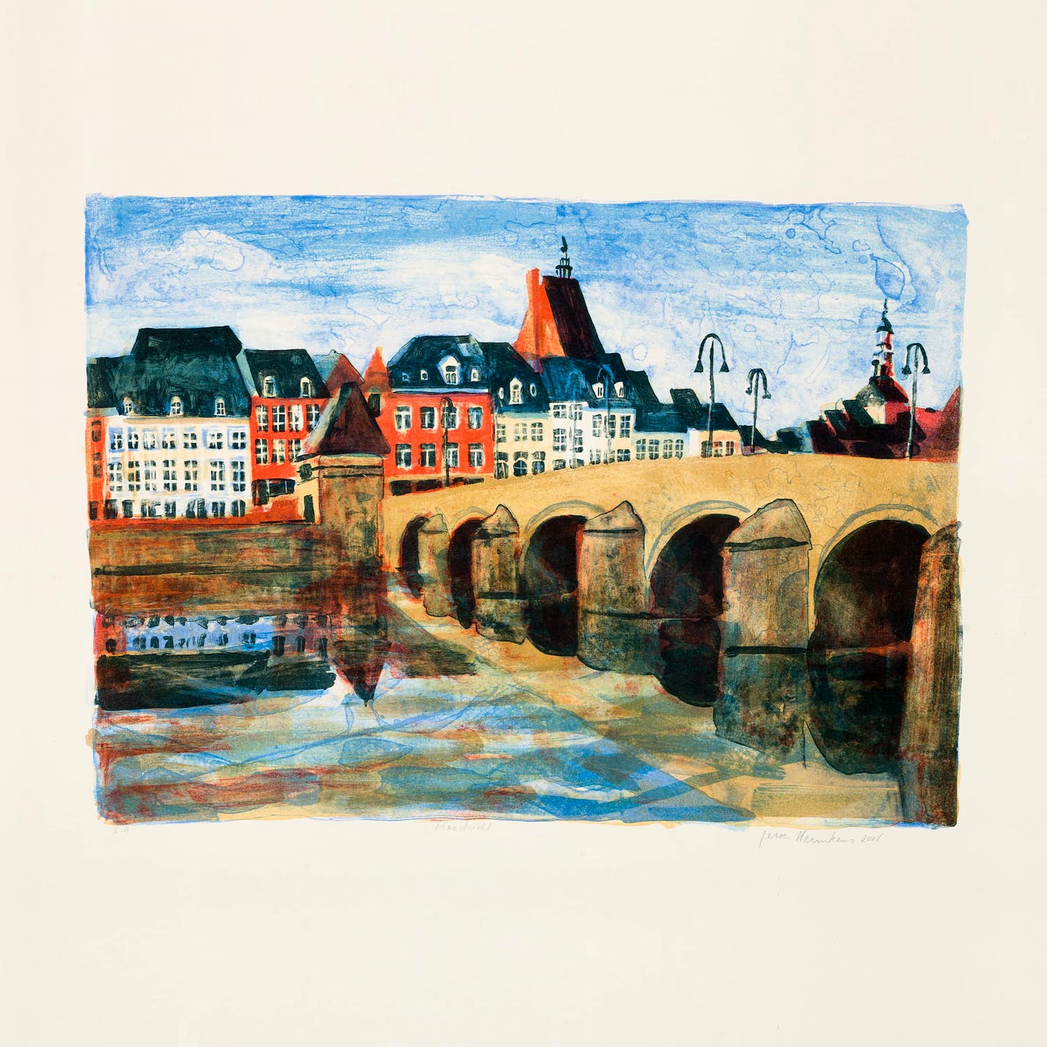 Jeroen Hermkens - litho Maastricht (nummer 1 ingelijst) verkocht voor € 250!