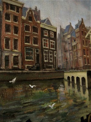 Ronald Terpstra - Sfeervol olieverf "Amsterdam de Magere Brug over de Amstel" gesigneerd kopen? Bied vanaf 60!