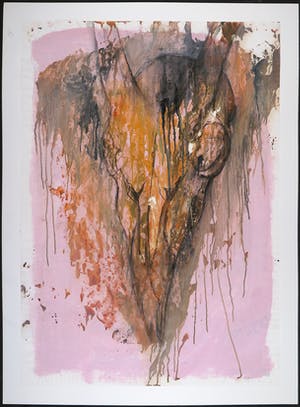 Wim de Bruin - Gemengde techniek (o.a. goauche) op bedrukt papier, Zonder titel (Groot) kopen? Bied vanaf 1!