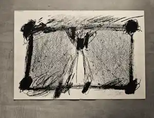Antoni Tapies - 1968 - monochrome lithografie - La matière et ses doubles - gesigneerd vendu pour 81€ !