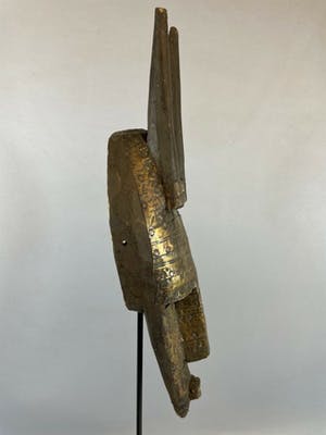 Makonde - 210866 - Tribal used African Markha and brass face - Mali. kopen? Bied vanaf 45!