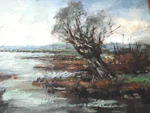 Hendrik Cornelis Kranenburg - Olieverf - Landschap met watertje en bootje kopen? Bied vanaf 65!