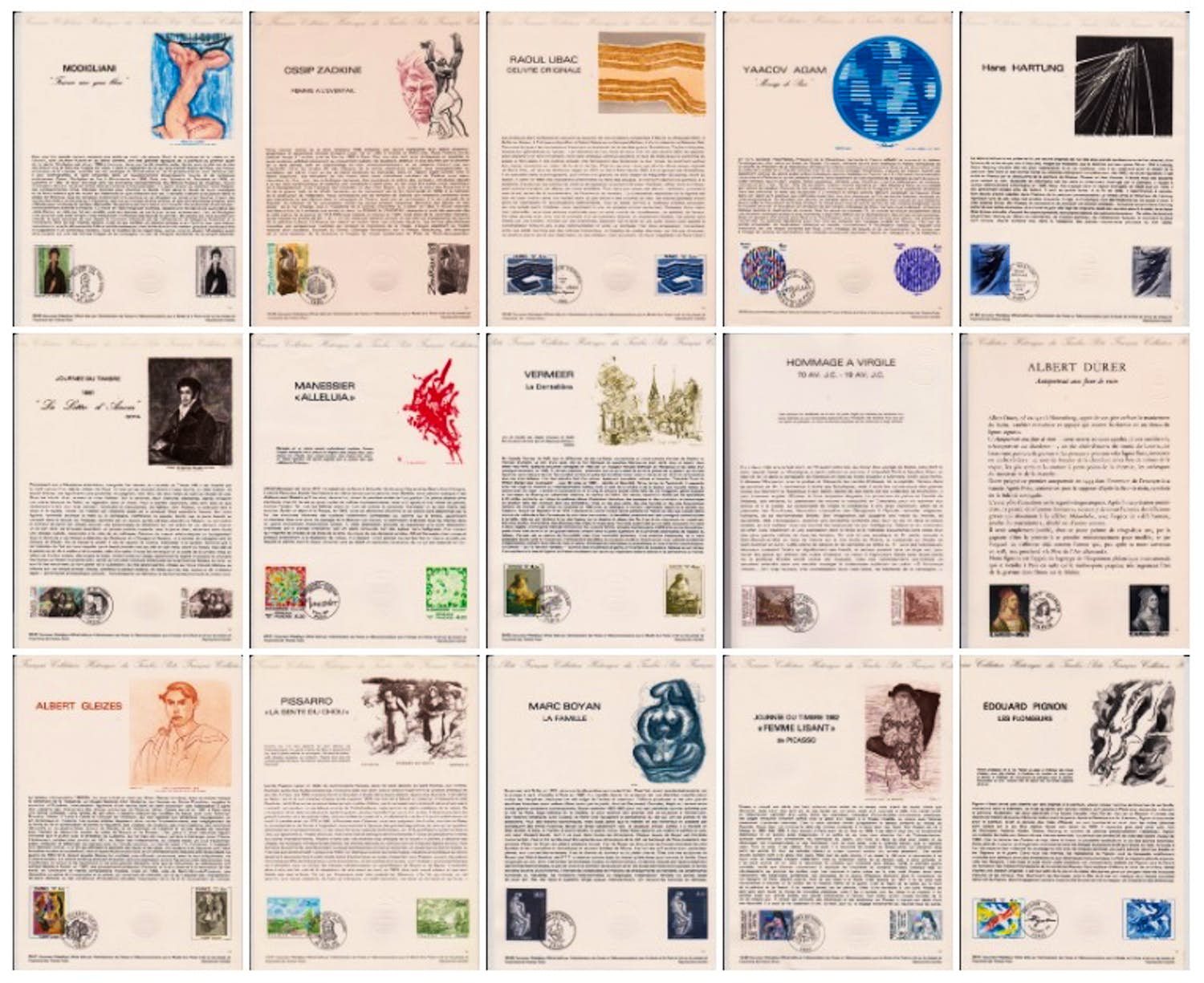Amedeo Modigliani - e.a: Collectie Document Philatelique Offciel - 15 stuks verkocht voor € 19!