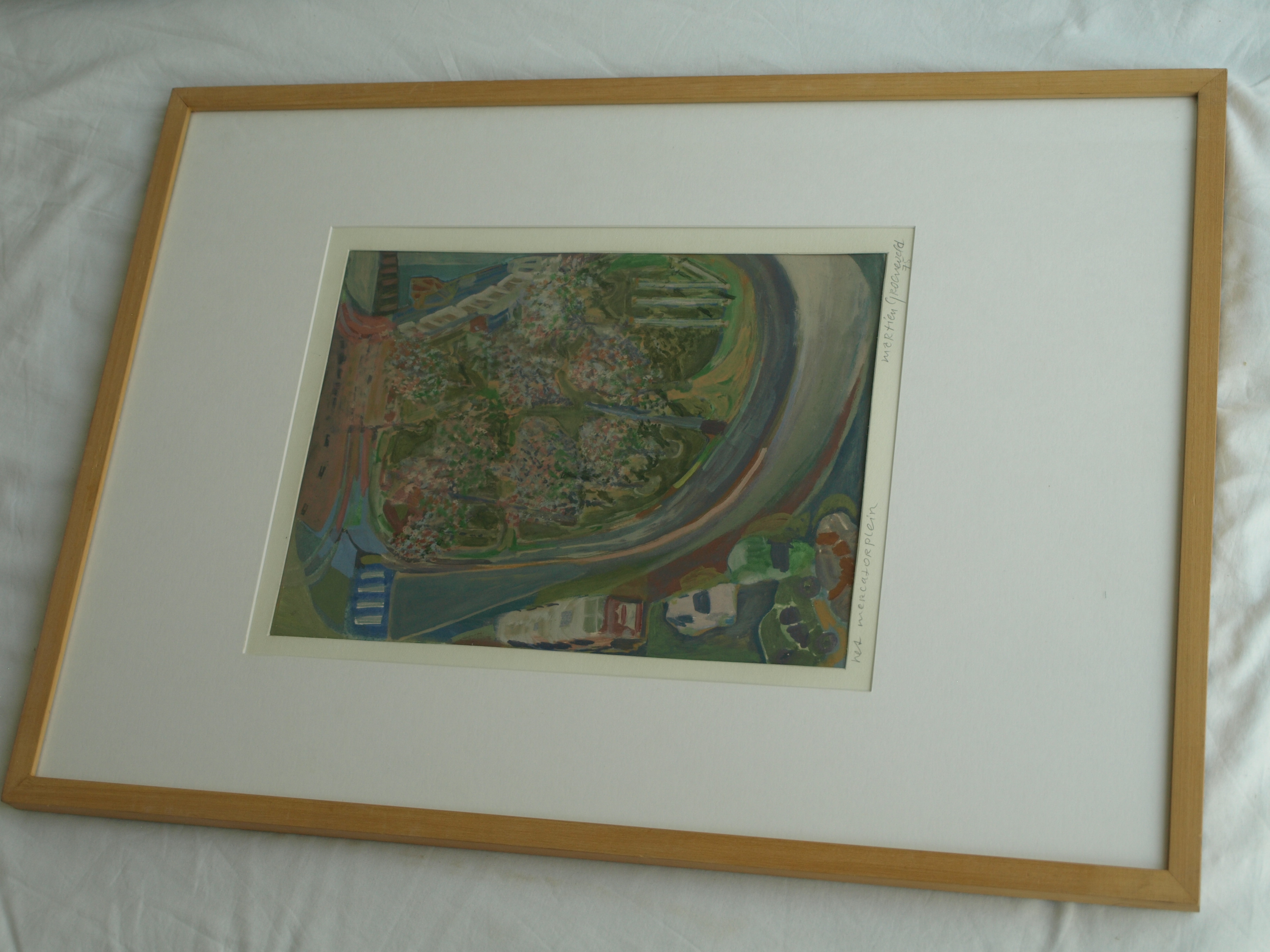 Martien Groeneveld - Gouache , Mercatorplein – gesigneerd & ingelijst – 1975  kopen? Bied vanaf 1!
