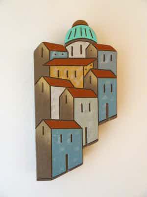 Niet of onleesbaar gesigneerd - Mediterraans stenen reliëf (Inspiratie Toscane Italy) verkocht voor € 1!