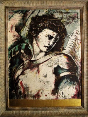 Gerti Bierenbroodspot - GROTE gem.techniek (goudverf/olieverf/aquarel) "Medusa torso" fraai ingelijst ! kopen? Bied vanaf 675!