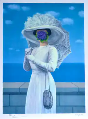 Rene Magritte - (naar) La grande guerre‘ (1954 ) - Lithografie - 60x45 cm verkocht voor € 375!