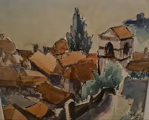 Niet of onleesbaar gesigneerd - Frans Aquarel (20e eeuw) kopen? Bied vanaf 1!