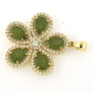 18k geelgouden hanger met mosagaat en briljant geslepen diamant 1.00ct kopen? Bied vanaf 1350!