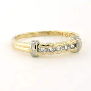 14k bicolour gouden ring met briljant geslepen diamant 0.18ct- rm 17.25 kopen? Bied vanaf 275!
