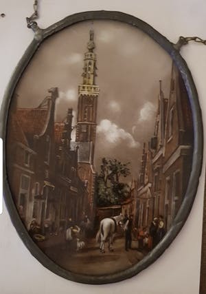 Niet of onleesbaar gesigneerd - Handgeschilderd glas in lood kopen? Bied vanaf 1!