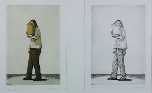 Erlend Steiner Lovisa - (Ingekleurde) Etsen op papier, Pierre - Ingelijst kopen? Bied vanaf 50!