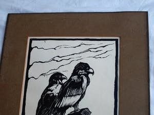 Jan Staats Kiewiet - onder pseudoniem Ed Jeska - Houtsnede , Jonge Arenden – gesigneerd -ca 1940 kopen? Bied vanaf 1!