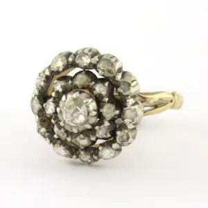 14k goud met zilver ring met roos geslepen diamant tot. 0.25ct – G/H - SI kopen? Bied vanaf 410!