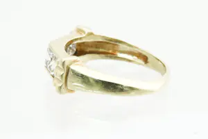 90- Apart vormgegeven 14 Krt gouden fantasie ring met  4 princess cut zirkonen kopen? Bied vanaf 140!