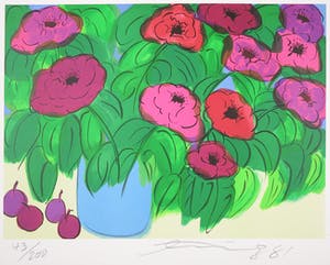 Walasse Ting - Litho, Bloemen met fruit kopen? Bied vanaf 350!