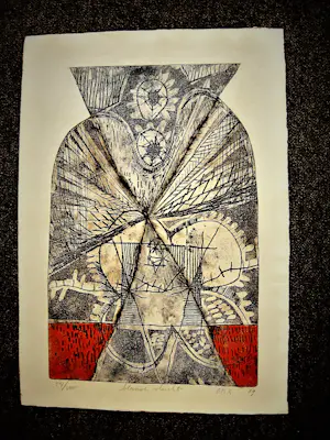 Kees Okx - Uit zijn beste jaar - 1969 - handgekleurde Litho - blauwe vlucht - oplage 100 kopen? Bied vanaf 38!