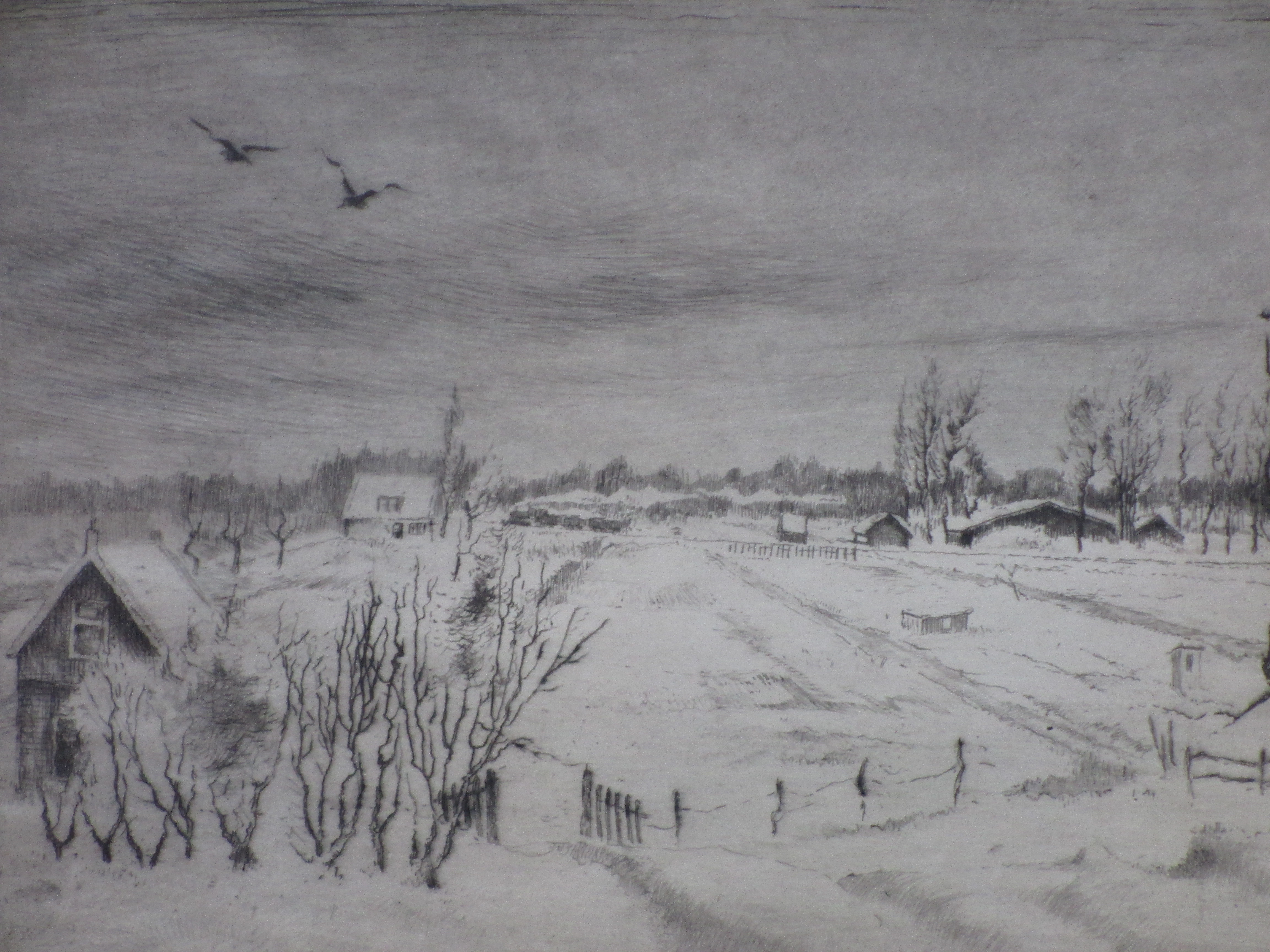 Hans van Dokkum - Besneeuwd winterlandschap - Ets kopen? Bied vanaf 35!