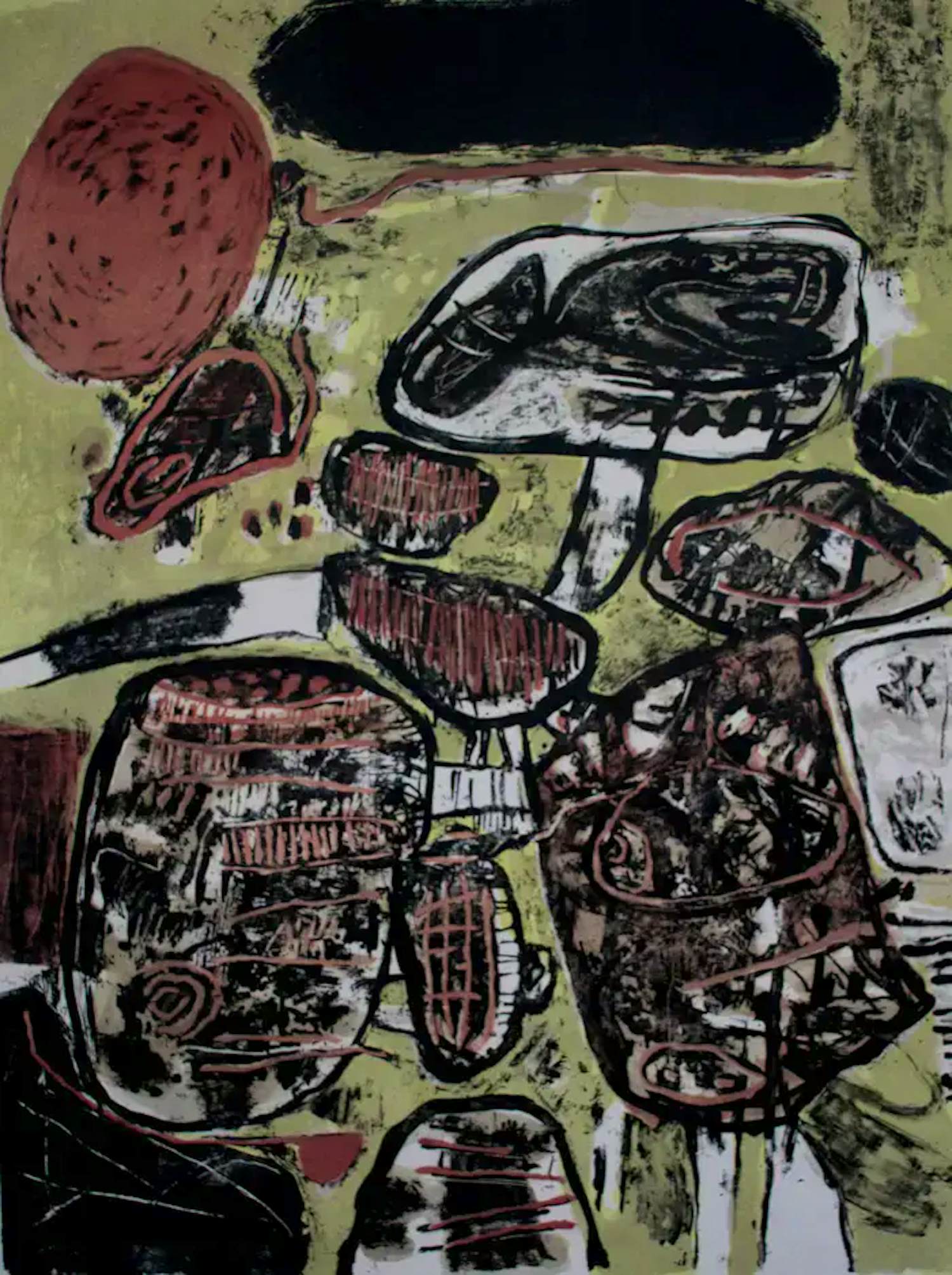 Corneille - Kleuren litho: Le soleil rouge - 1963 verkocht voor € 425!