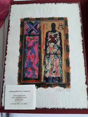 Eric Toebosch - 3 luik Zeefdrukken, titel,Nur die Liebe rettet uns,Alleen liefde kan ons redden kopen? Bied vanaf 40!