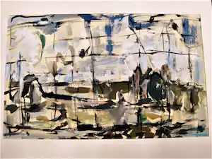 Anton Voorzanger - Fraaie impressionistische Gouache - Zeilboten voor een haven - gesigneerd vendu pour 70€ !