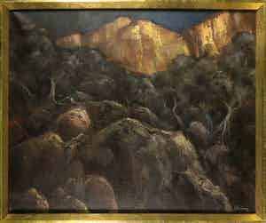 Juan Sala Santonja - Olieverf met structuur op doek, Rotslandschap - Ingelijst (Groot) verkocht voor € 1!